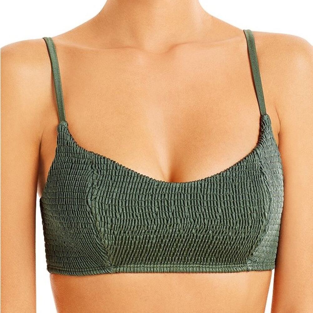 NWT PEIXOTO Jojo Smocked Bikini Top In Emerald Green sz XS Bralette Swim Beach